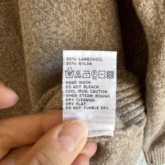 Warren & Parker Mens 1/4 Zip Sweater Size XXL Lambswool Nylon Elbow Patches Tan - Picture 9 of 12